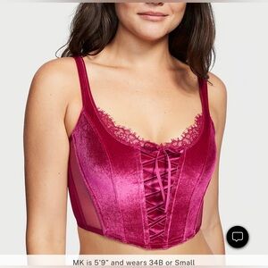 NWT Victoria Secret Lace-Up Velvet Corset Top